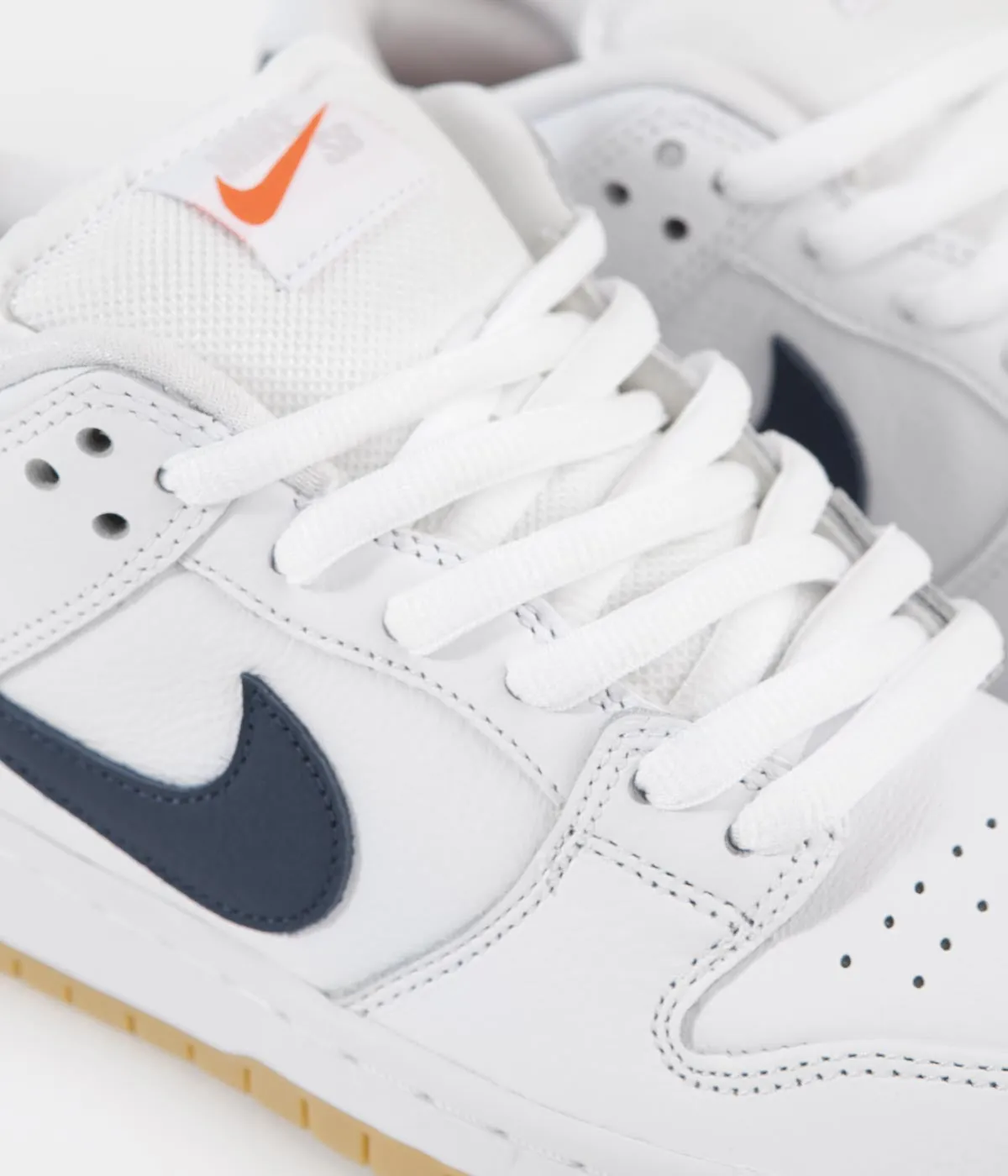 Nike SB Orange Label Dunk Low Pro Shoes - White / Navy - White - Safety Orange