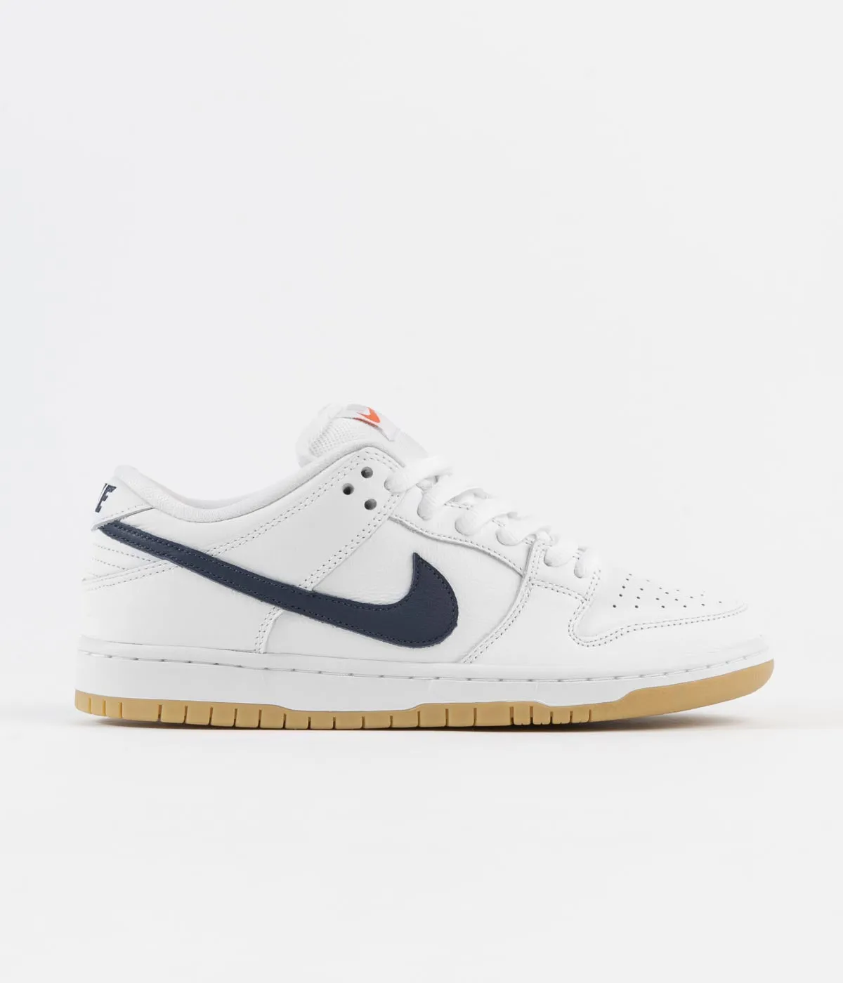 Nike SB Orange Label Dunk Low Pro Shoes - White / Navy - White - Safety Orange