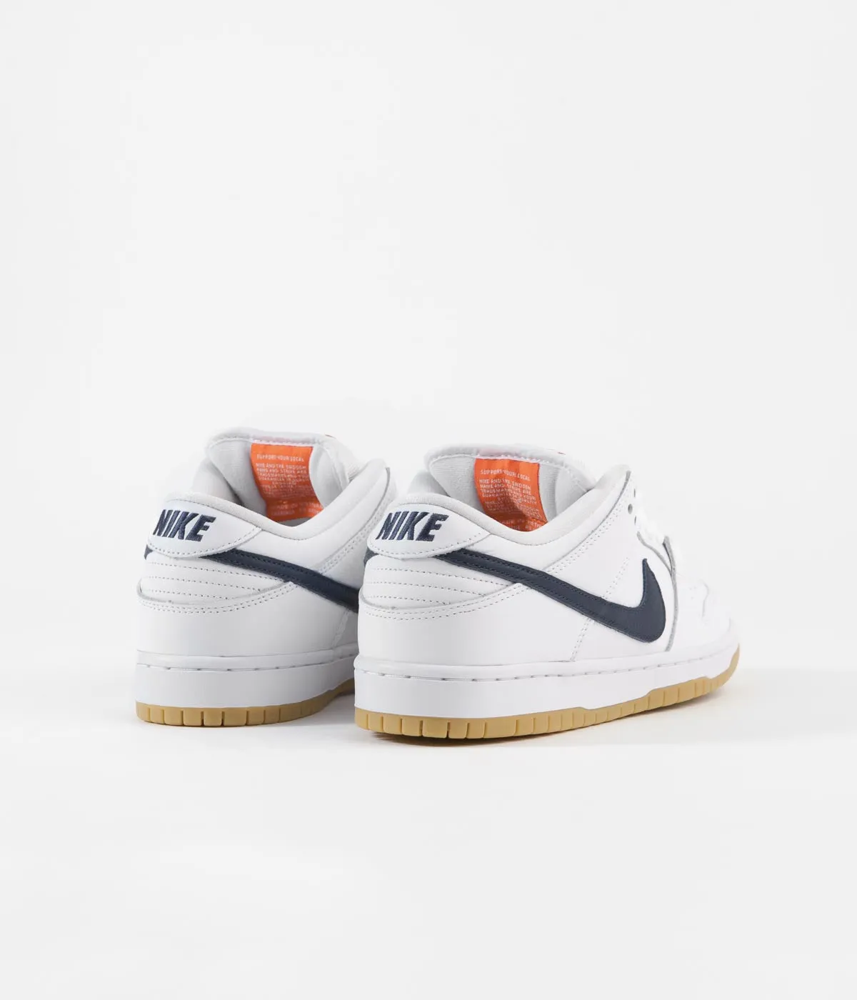 Nike SB Orange Label Dunk Low Pro Shoes - White / Navy - White - Safety Orange
