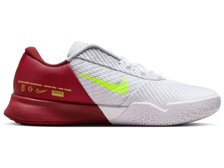 Nike Vapor Pro 2 White/Lime Blast-Red Men's Tennis Shoes - 2023 NEW ARRIVAL
