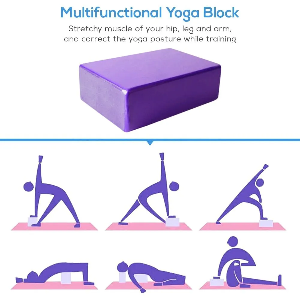 Pack of 5 - Yoga mat bag, 4mm Yoga Mat, Rubber Tummy Trimmer , 2 Yoga Bricks Block and 100cm Yoga Gym Ball