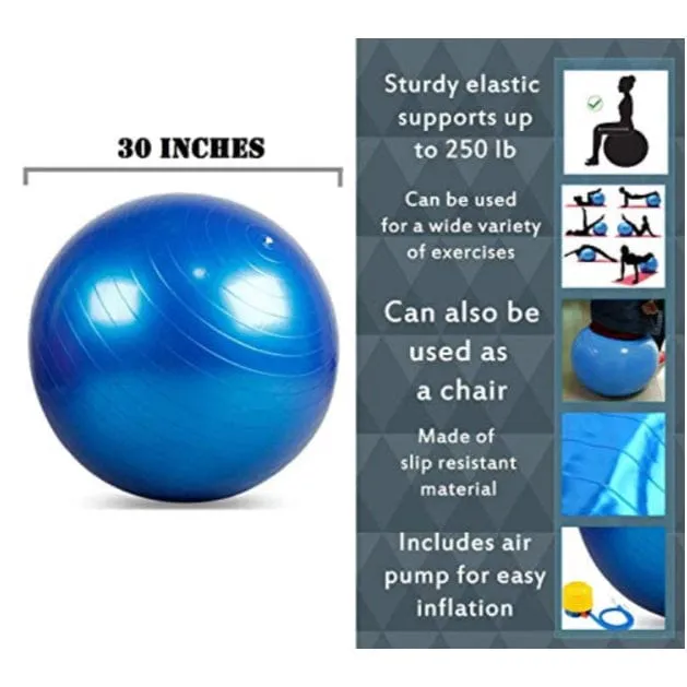 Pack of 5 - Yoga mat bag, 4mm Yoga Mat, Rubber Tummy Trimmer , 2 Yoga Bricks Block and 100cm Yoga Gym Ball