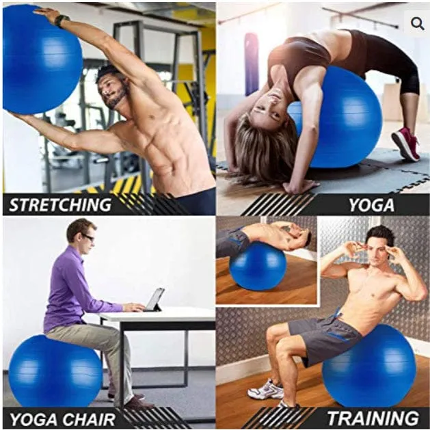Pack of 5 - Yoga mat bag, 4mm Yoga Mat, Rubber Tummy Trimmer , 2 Yoga Bricks Block and 100cm Yoga Gym Ball