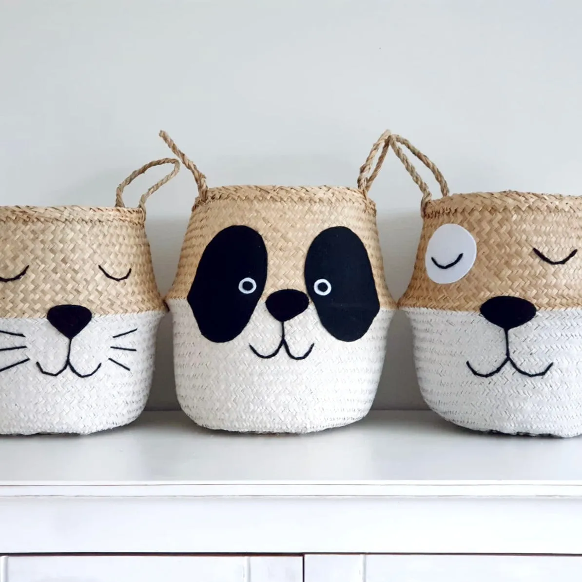 Panda Handwoven Storage Basket  (Large)