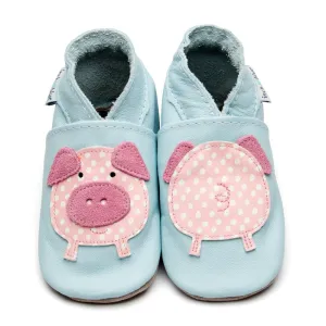 Pig Baby Blue Leather Shoes | Inch Blue
