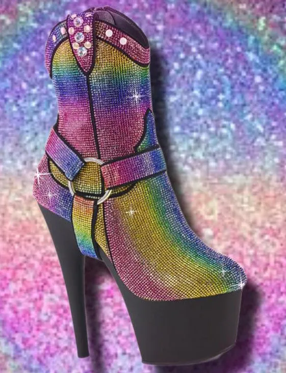 Pleaser ADORE-1029RS Rainbow Boots