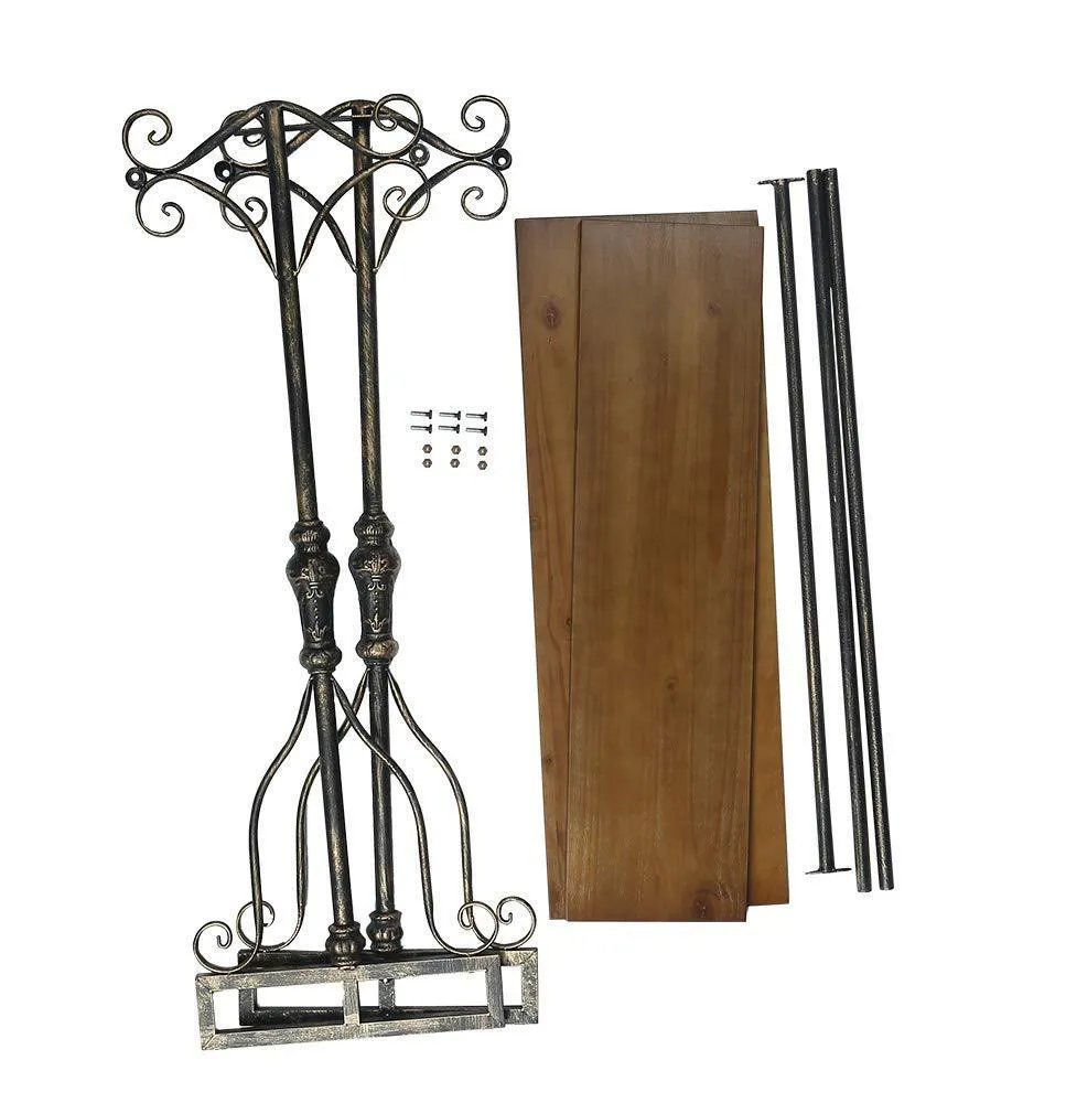Qianniu Industrial Clothing Rack Display Commercial Grade Heavy Duty Garment Rack with Shelves Vintage Steampunk Hat Rack Shoes Rack Cloth Hanger (47")