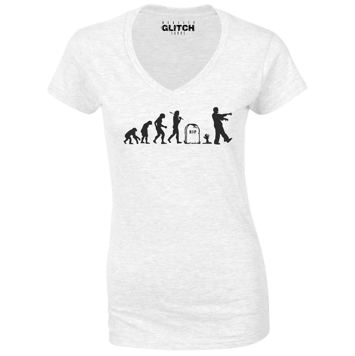 Reality Glitch Evolution of Zombies Womens T-Shirt - V-Neck
