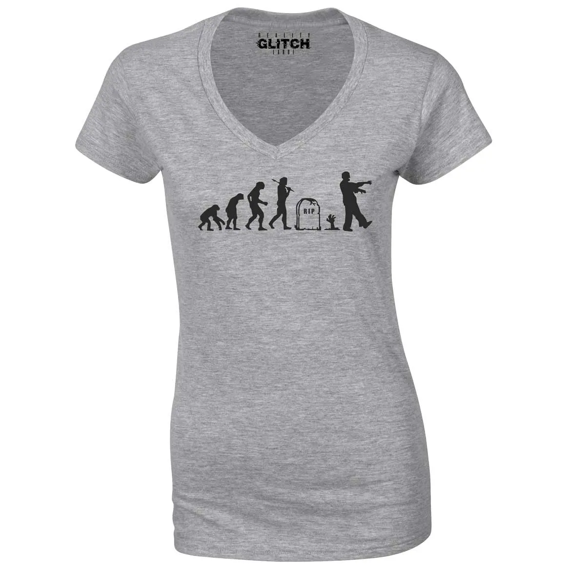 Reality Glitch Evolution of Zombies Womens T-Shirt - V-Neck