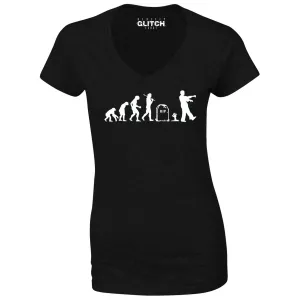 Reality Glitch Evolution of Zombies Womens T-Shirt - V-Neck