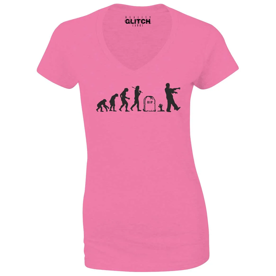 Reality Glitch Evolution of Zombies Womens T-Shirt - V-Neck