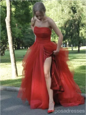 Red A-line High Slit Sweetheart Maxi Long Prom Dresses,Evening Dresses,13219
