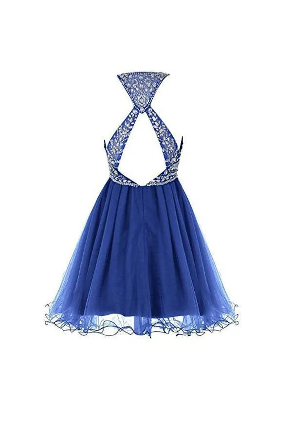 Royal Bule Tulle Homecoming Dresses 2018 Short Prom Gowns  PG045