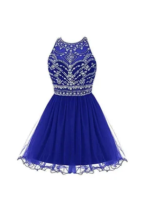 Royal Bule Tulle Homecoming Dresses 2018 Short Prom Gowns  PG045