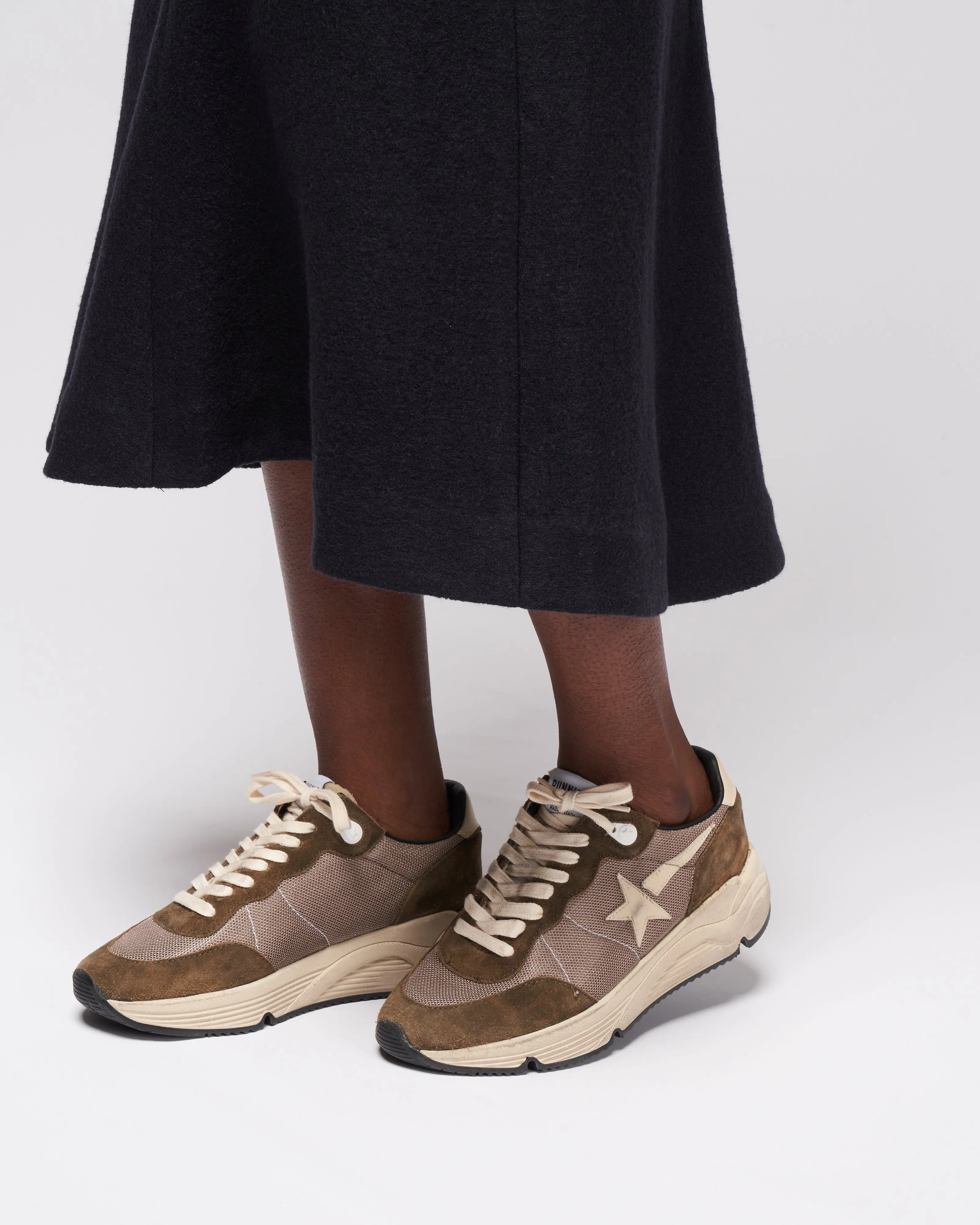 running sole leather toe star spur and heel - olive green/cream