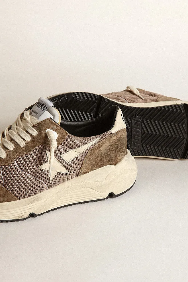 running sole leather toe star spur and heel - olive green/cream