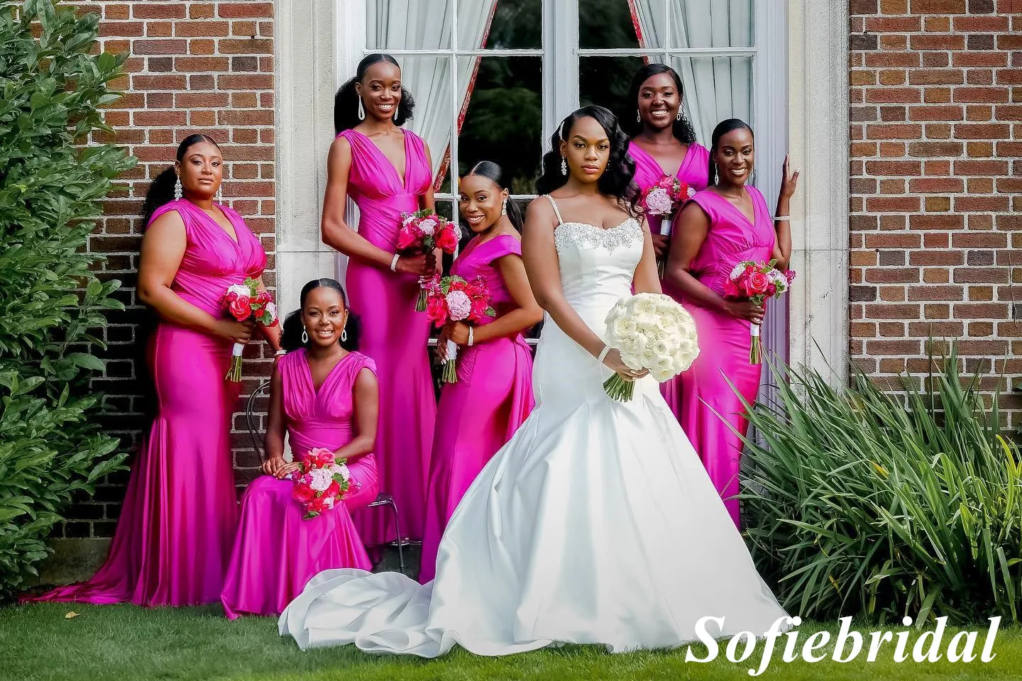 Sexy Soft Satin Spaghetti Straps V-Neck Sleeveless Mermaid Floor Length Bridesmaid Dresses, SFWG00537