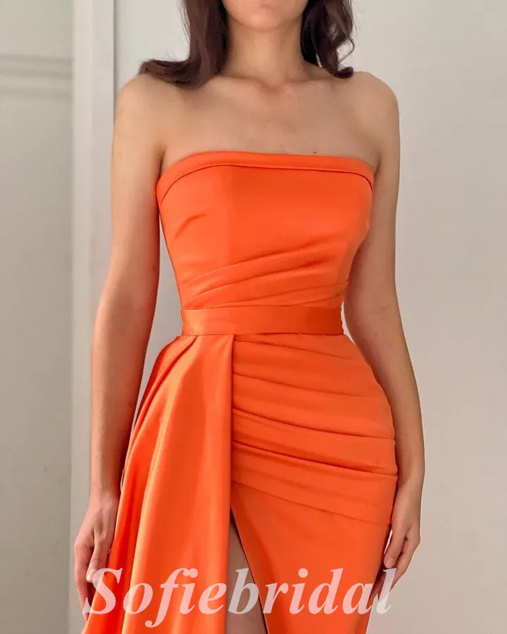 Simple Sexy Sweetheart Sleeveless Side Slit Mermaid Long Prom Dresses,SFPD0706