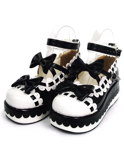 Sweet Lolita High Platform Lolita Shoes Bow Decor Ankle Straps with Trim