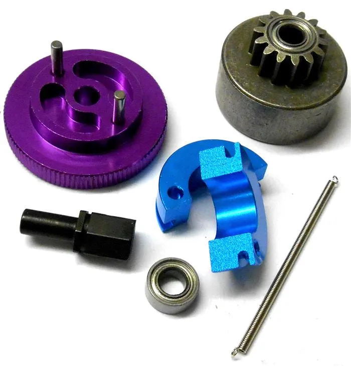 T10094 1/10 RC Alloy 2 Shoe 14T Clutch Kit Purple Flywheel / Blue Shoes Bearings