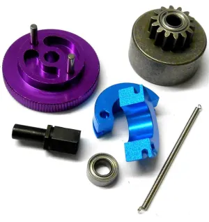 T10094 1/10 RC Alloy 2 Shoe 14T Clutch Kit Purple Flywheel / Blue Shoes Bearings