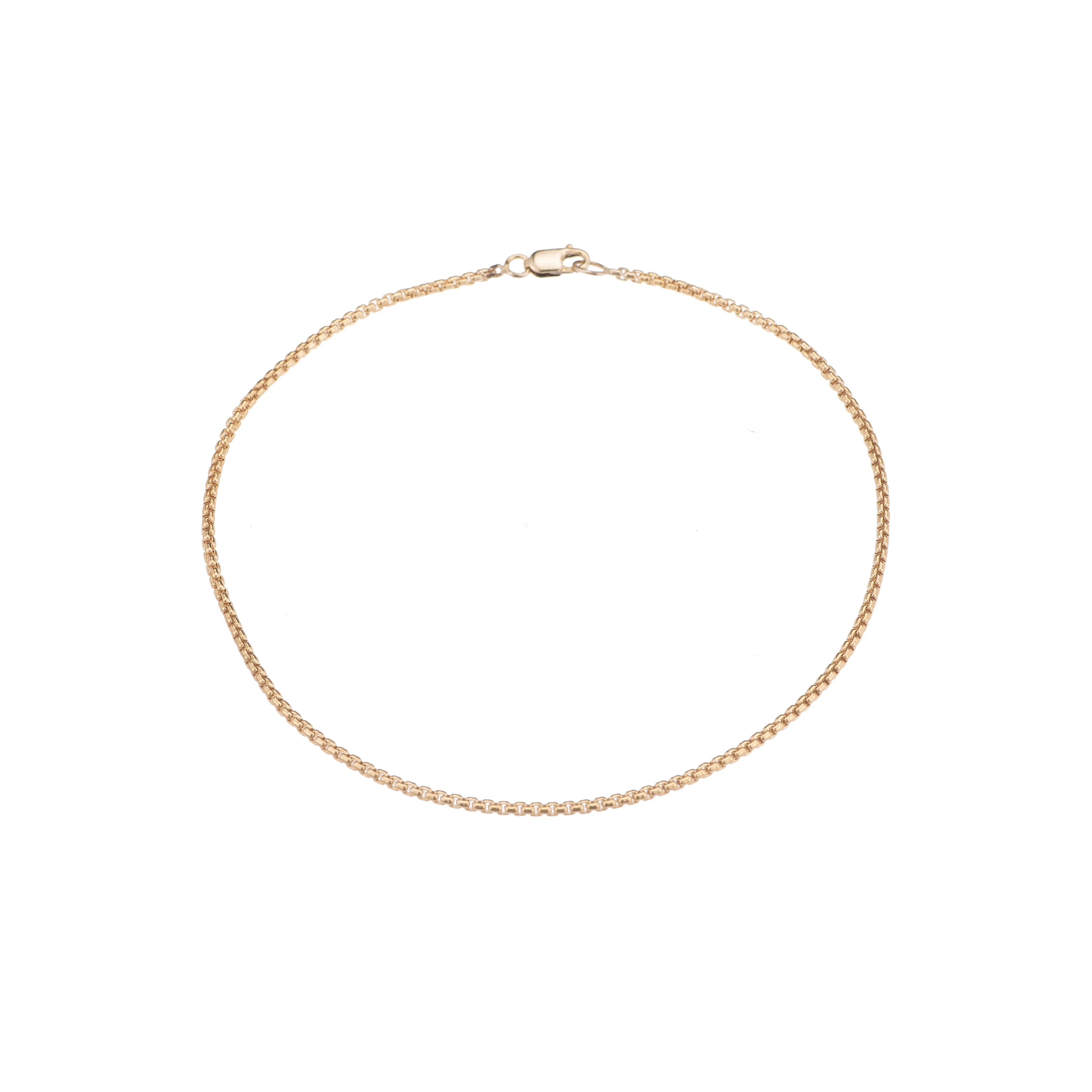 Thin Box Chain Anklet - 14K Gold Filled