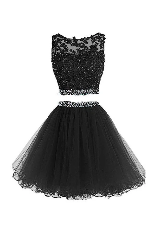 Two Pieces Homecoming Dresses, Short Prom Dresses with Appliques,SH66