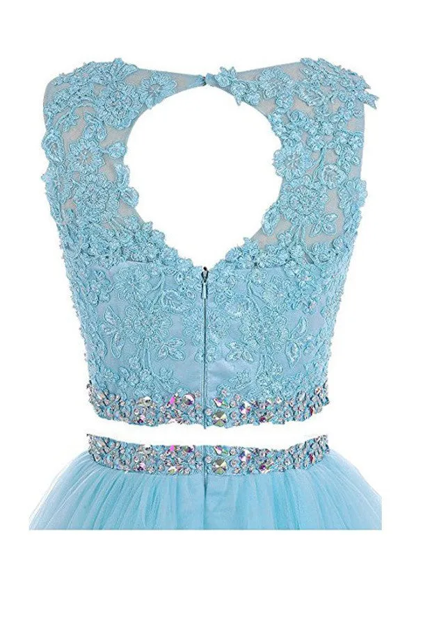 Two Pieces Homecoming Dresses, Short Prom Dresses with Appliques,SH66
