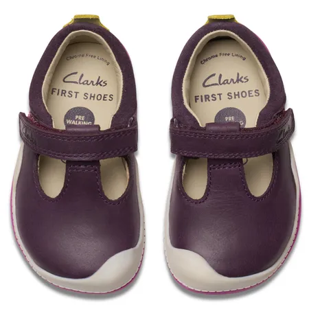 UK 3.5 Berry Roller Bright Velcro T-Bar Pre Walkers