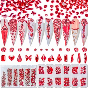 Warmfits 1840pcs Clear Crystal Nail Rhinestones Set Nail Art Rhinestone Nail Art Gems 9K Clear Class Multi-Shape Flat Back Transparent Nail Jewels for Nail DIY Crafts Makeup