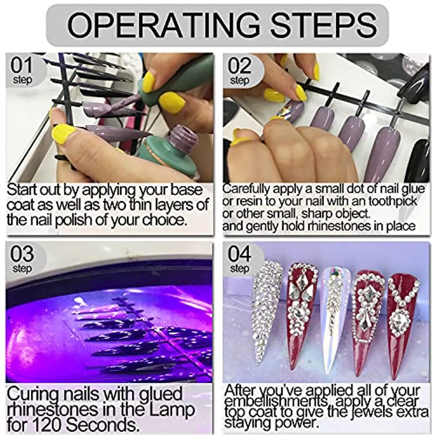 Warmfits 1840pcs Clear Crystal Nail Rhinestones Set Nail Art Rhinestone Nail Art Gems 9K Clear Class Multi-Shape Flat Back Transparent Nail Jewels for Nail DIY Crafts Makeup