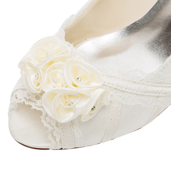 Wedding Dresses,Cheap Woman Shoes,Satin Stiletto Heel Peep Toe Pumps,L-592