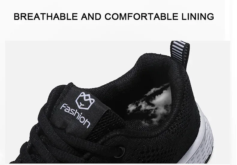 Women Casual Shoes Breathable Walking Mesh Lace Up Flat Shoes Sneakers Women Tenis Feminino Pink Black White