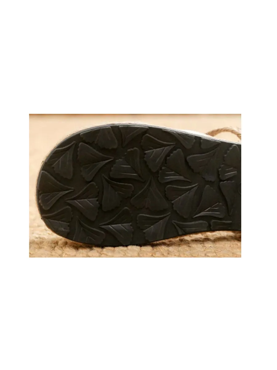 Women Ethnic Flower Embroidery Linen Flat Shoes