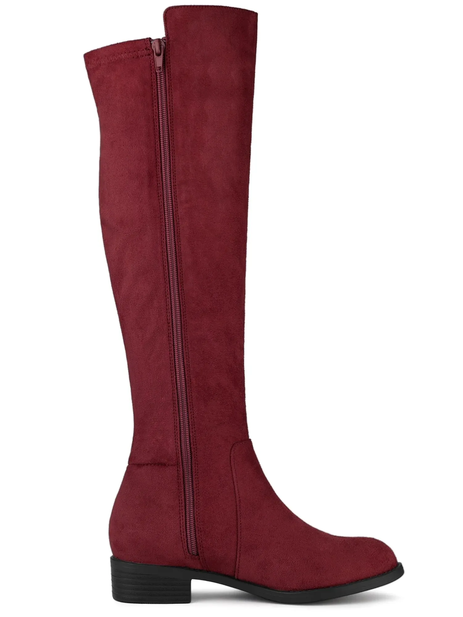 Women'S Side Zipper Block Heels Knee High Boots