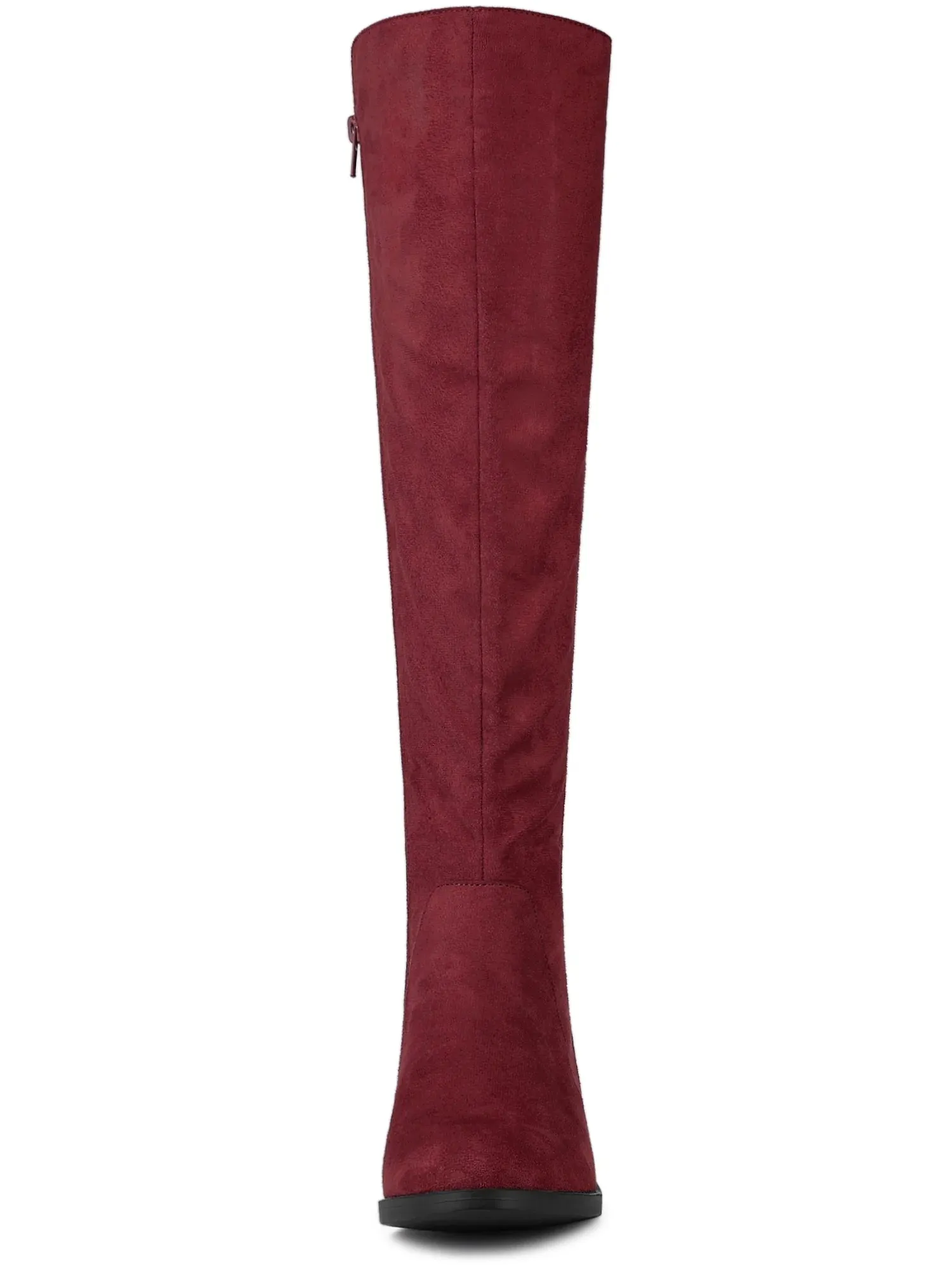 Women'S Side Zipper Block Heels Knee High Boots